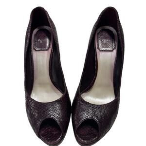 Christian Dior Womens Pumps Size 8.5 Python Leather Peep Toe Amethyste 2008